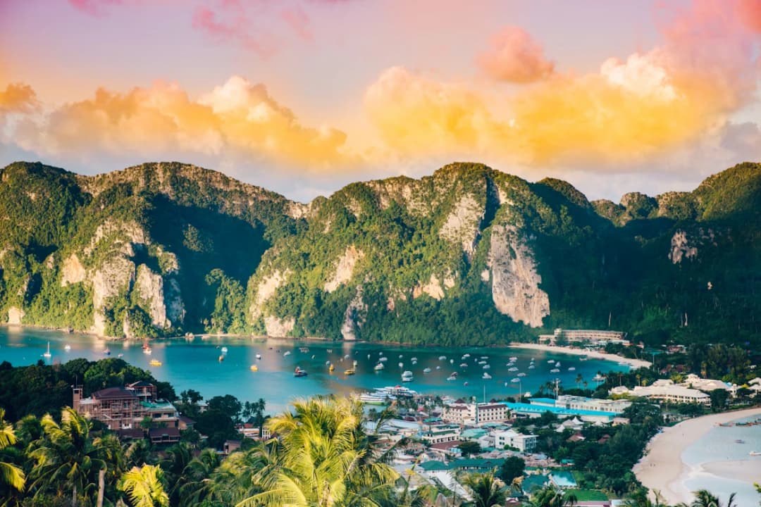 Turquoise waters and limestone cliffs of the Thai islands, Thailand