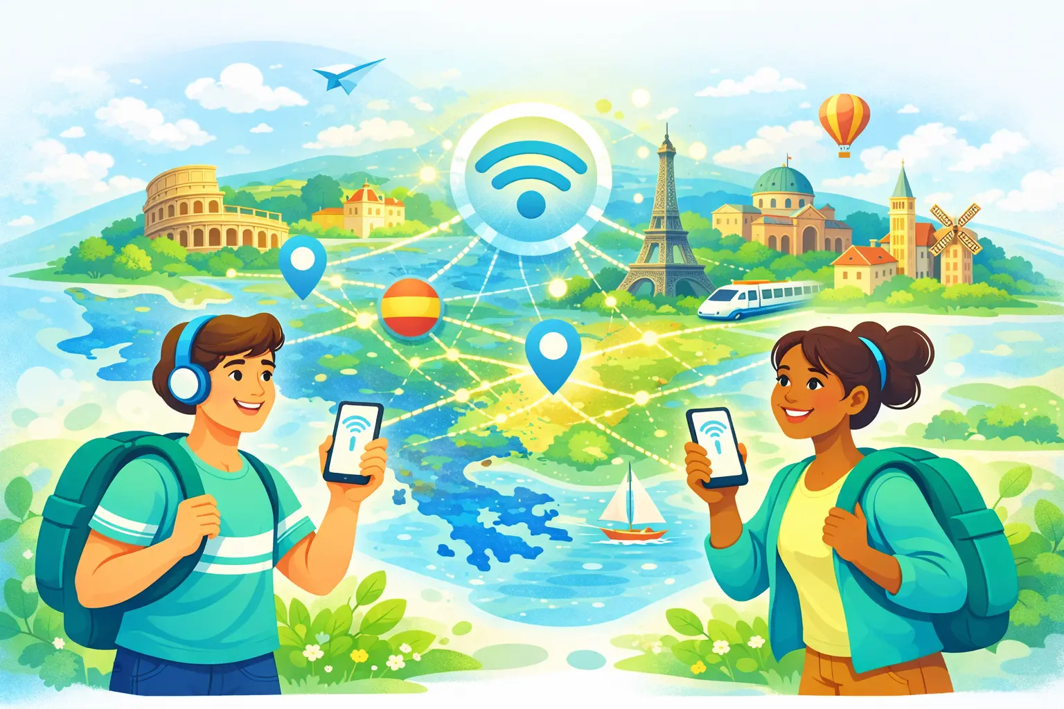 Europe eSIM connectivity illustration